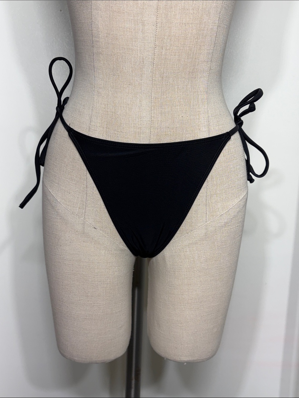 Women's Black Tie-Side Bikini Bottom - Sleek Side-Tie Swimwear